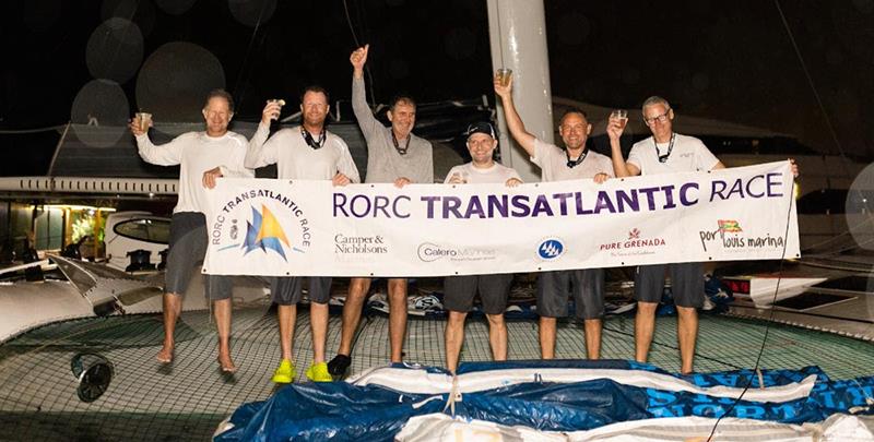 Argo makes her way along the Carenage in St George's before docking and celebrating - 2024 RORC Transatlantic Race photo copyright Arthur Daniel / RORC taken at Royal Ocean Racing Club and featuring the MOD70 class