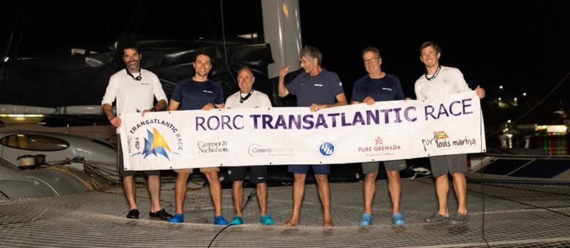 Erik Maris' MOD70 Zoulou were the second boat to arrive in Grenada (FRA) - 2024 RORC Transatlantic Race photo copyright Arthur Daniel / RORC taken at Royal Ocean Racing Club and featuring the MOD70 class