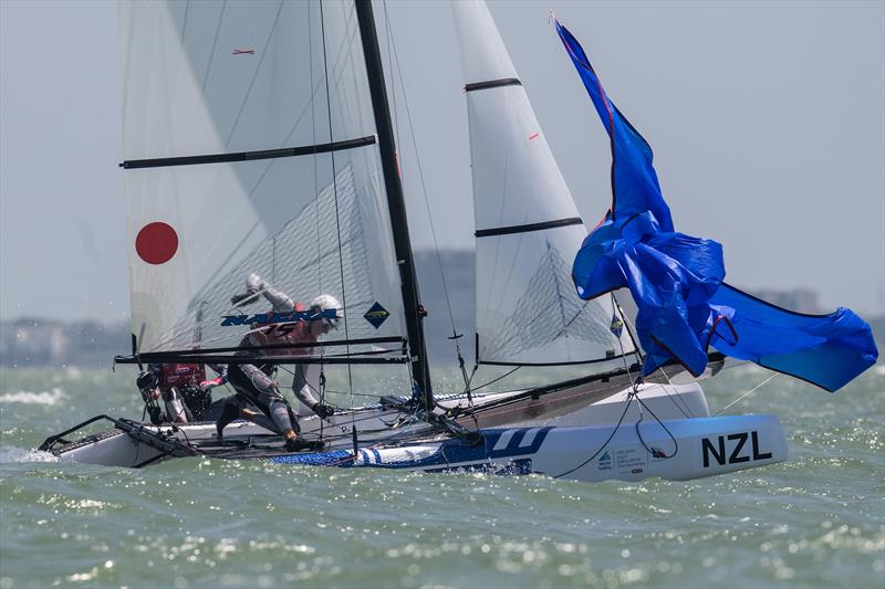 Greta Stewart, Tom Fyfe - NZL - Nacra 15 - Day 4 - Youth Sailing World Championships - Corpus Christi, Texas, USA  - photo © Jen Edney / World Sailing