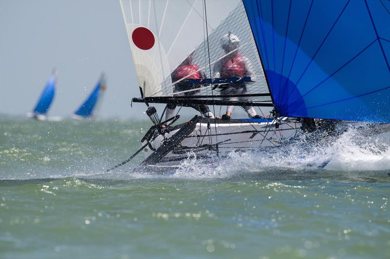 Greta Stewart, Tom Fyfe - NZL - Day 4 - Youth Sailing World Championships - Corpus Christi, Texas, USA  photo copyright Jen Edney / World Sailing taken at Corpus Christi Yacht Club and featuring the Nacra 15 class