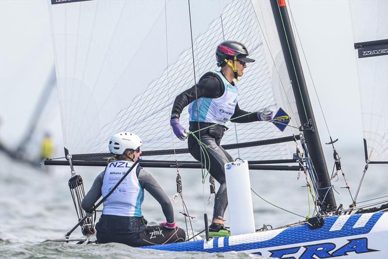 Helena Sanderson / Cam McGlashan (NZL) - Nacra 15 - Allianz Youth World Sailing Championships - Day 4 - The Hague - July 2022 - photo © Sailing Energy / World Sailing