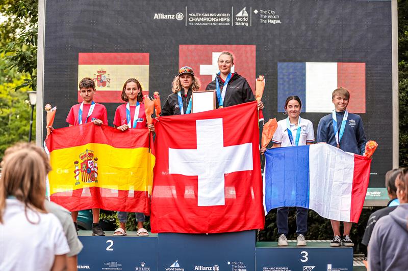 Grandjean / Fehlmann (SUI) - Gold Medalists - Nacra 15 -  - Allianz Youth World Sailing Championships - Day 5 - The Hague - July 2022 photo copyright Sailing Energy / World Sailing taken at Jachtclub Scheveningen and featuring the Nacra 15 class