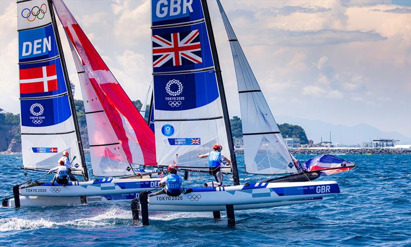 John Gimson and Anna Burnet (GBR) in the Nacra 17 class on day 8 of the Tokyo 2020 Olympic Sailing Competition photo copyright Sailing Energy / World Sailing taken at  and featuring the Nacra 17 class