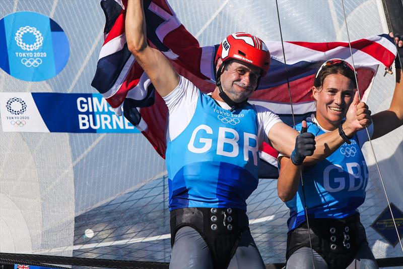Nacra 17 Silver for John Gimson and Anna Burnet (GBR) at the Tokyo 2020 Olympic Sailing Competition - photo © Sailing Energy / World Sailing