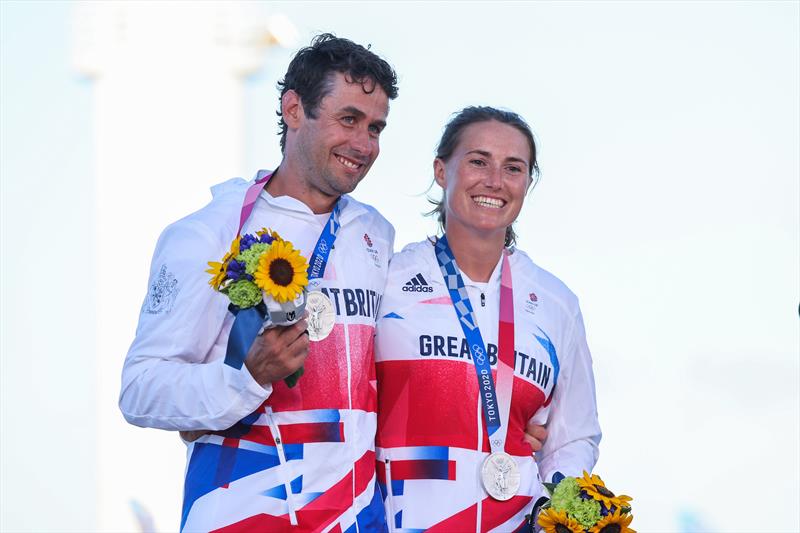 Nacra 17 Gold for John Gimson & Anna Burnet at the Tokyo 2020 Olympic Sailing Competition photo copyright Sailing Energy / World Sailing taken at  and featuring the Nacra 17 class