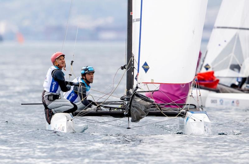 Iker Martinez and Olga Maslivets (ESP) - Hempel World Cup Series Genoa - photo © Pedro Martinez / Sailing Energy / World Sailing