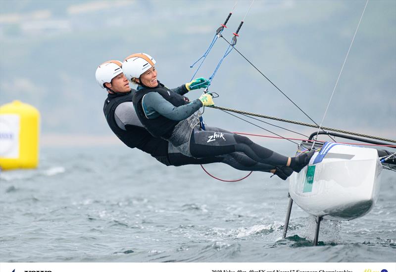 Nathan and Hayley Outteridge - AUS - Day 5- European Nacra 17 Championships - Weymouth - May 2019 photo copyright Robert Deaves / Finn Class taken at  and featuring the Nacra 17 class