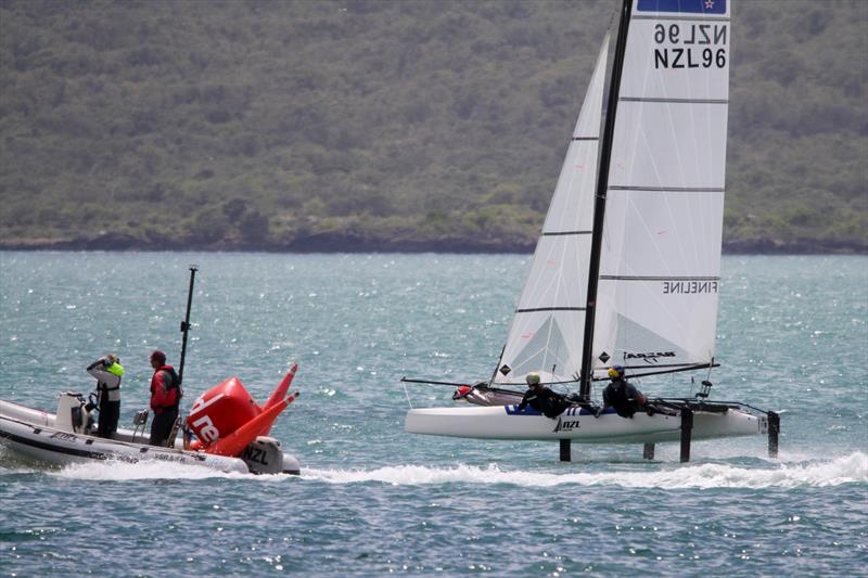 Erica Dawson and Micah Wilkinson on the Waitemata Harbour, November 20, 2019 photo copyright Richard Gladwell / Sail-World.com taken at Royal Akarana Yacht Club and featuring the Nacra 17 class