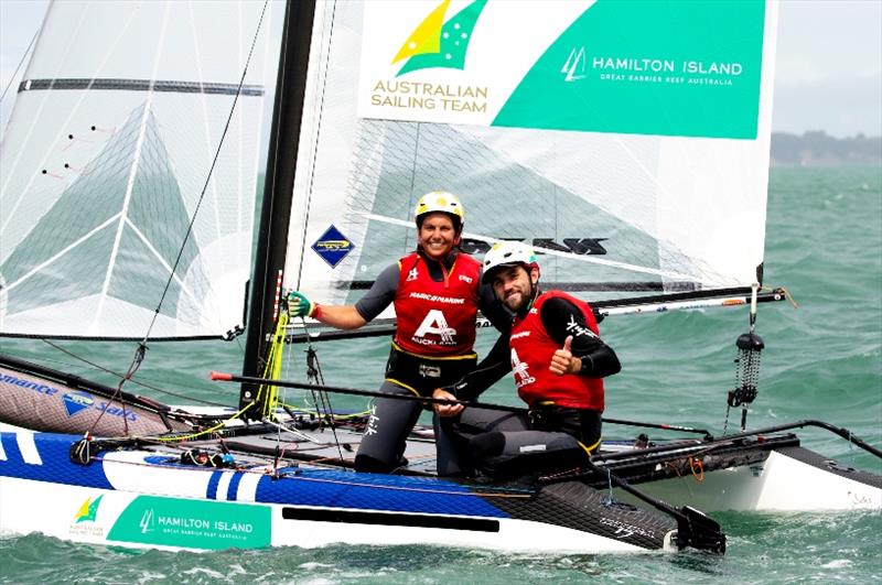 Jason Waterhouse and Lisa Darmanin - 49er, 49erFX and Nacra 17 World Championships final day photo copyright Pedro Martinez / Sailing Energy taken at Royal Akarana Yacht Club and featuring the Nacra 17 class