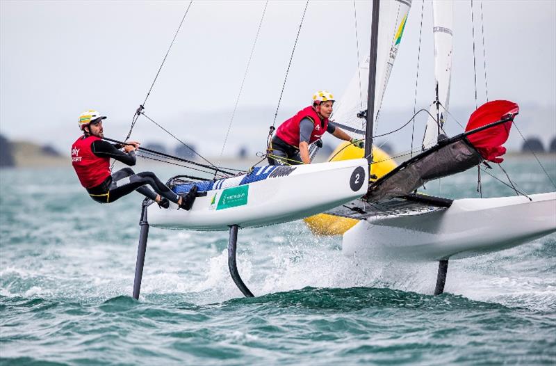 Jason Waterhouse and Lisa Darmanin - 49er, 49erFX and Nacra 17 World Championships final day photo copyright Jesus Renedo / Sailing Energy taken at Royal Akarana Yacht Club and featuring the Nacra 17 class