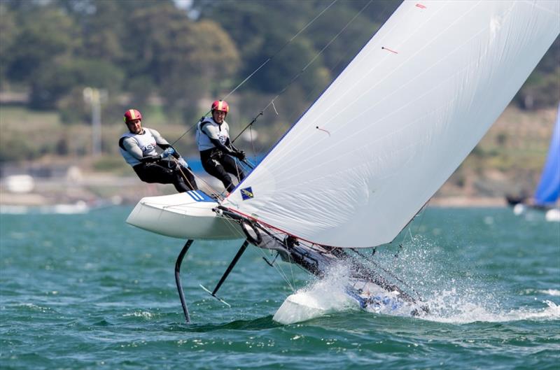 Sarah Newberry and David Liebenberg - 2020 49er, 49er FX & Nacra 17 World Championships, Day 4 photo copyright Pedro Martinez / Sailing Energy taken at Royal Geelong Yacht Club and featuring the Nacra 17 class