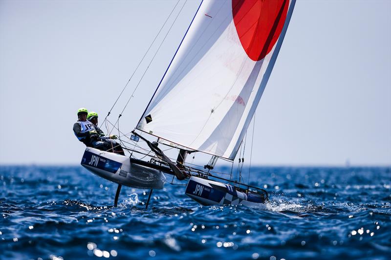Team JPN on day 7 of the Tokyo 2020 Olympic Sailing Competition photo copyright Sailing Energy / World Sailing taken at  and featuring the Nacra 17 class