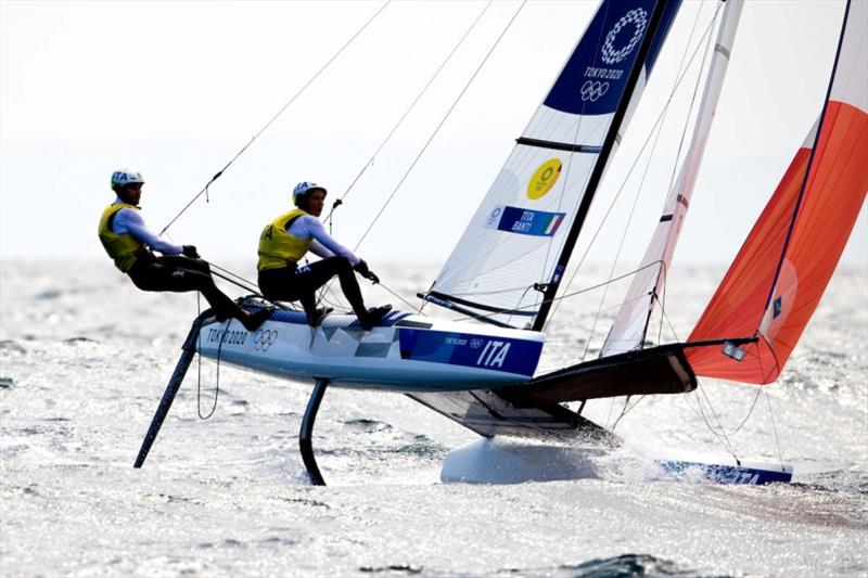 Tita and Banti (ITA) get straight into the downwind photo copyright Sailing Energy / World Sailing taken at  and featuring the Nacra 17 class