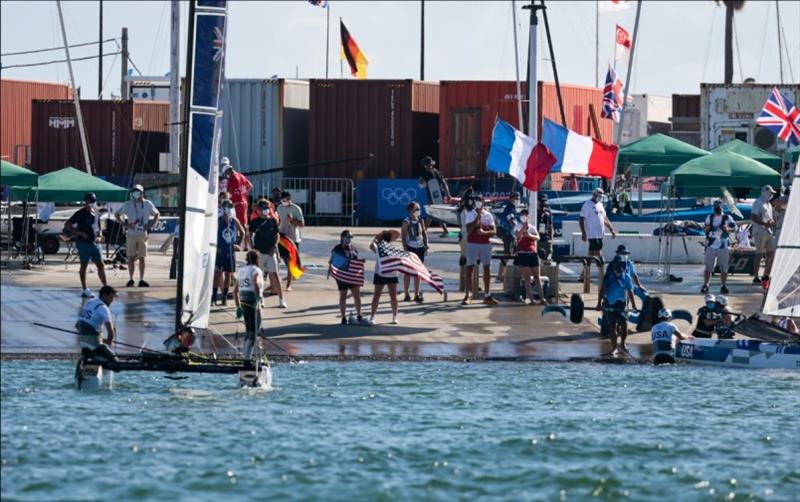 USA shore welcome crew ready for Riley and Anna's return - Tokyo 2020 Olympics - photo © Sailing Energy / US Sailing