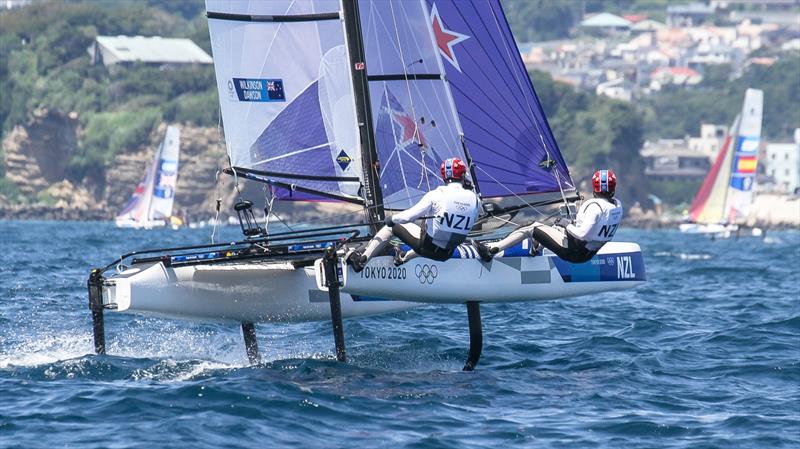 Micah Wilkinson and Erica Dawson (NZL) - Nacra 17 - Tokyo2020 - Day 8- August 1, - Enoshima, Japan. - photo © Richard Gladwell - Sail-World.com/nz