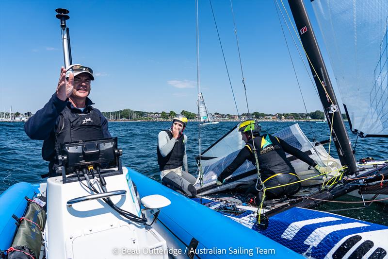 Darren Bundock with Jason Waterhouse and Lisa Darmanin at Kiel Week photo copyright Beau Outteridge taken at Kieler Yacht Club and featuring the Nacra 17 class