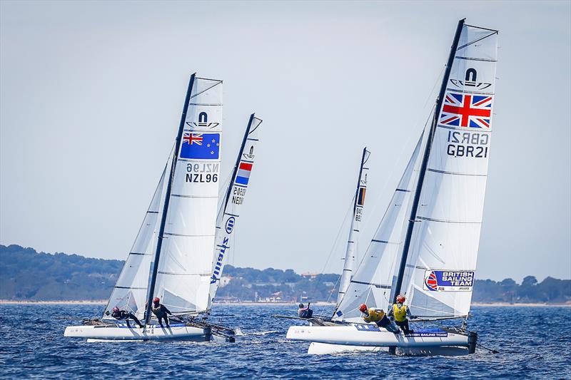 Micah Wilkinson and Erica Dawson lead the British pairing who went on to win the regatta by a comfortable 38 points photo copyright Sailing Energy taken at  and featuring the Nacra 17 class