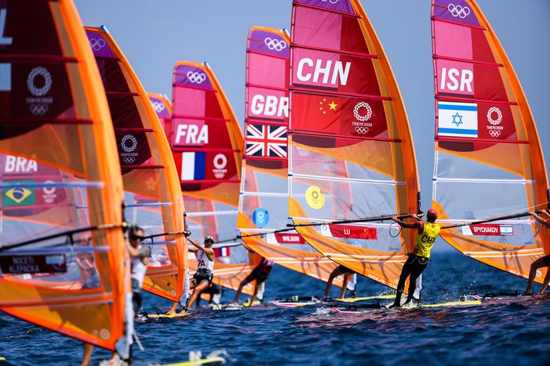 Women's Windsurfer Medal Race at the Tokyo 2020 Olympic Sailing Competition photo copyright Sailing Energy / World Sailing taken at  and featuring the RS:X class