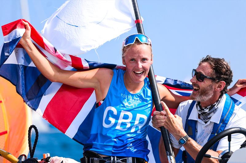 Bronze for Emma Wilson (GBR) in the Women's Windsurfer at the Tokyo 2020 Olympic Sailing Competition photo copyright Sailing Energy / World Sailing taken at  and featuring the RS:X class