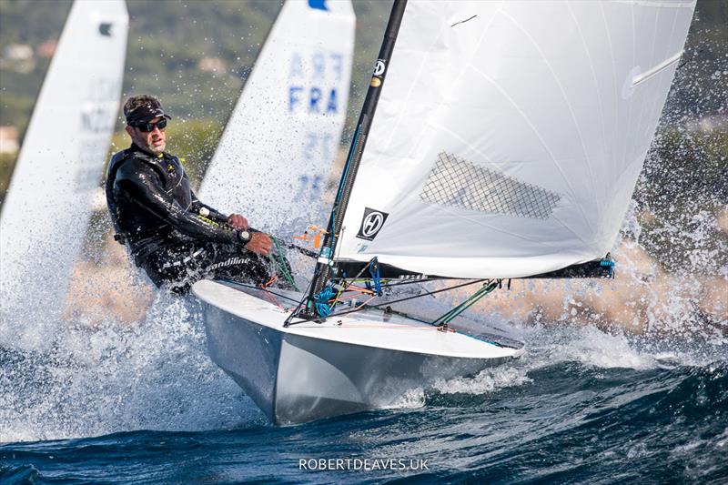 Ed Bradburn on day 3 of the OK Dinghy Europeans in Bandol photo copyright Robert Deaves / www.robertdeaves.uk taken at Société Nautique de Bandol and featuring the OK class