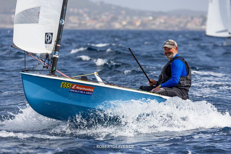 OK Dinghy Autumn Trophy in Bandol Day 3 - Terry Curtis led for most of Race 5, until Craig came past on the final downwind photo copyright Robert Deaves / www.robertdeaves.uk taken at Société Nautique de Bandol and featuring the OK class
