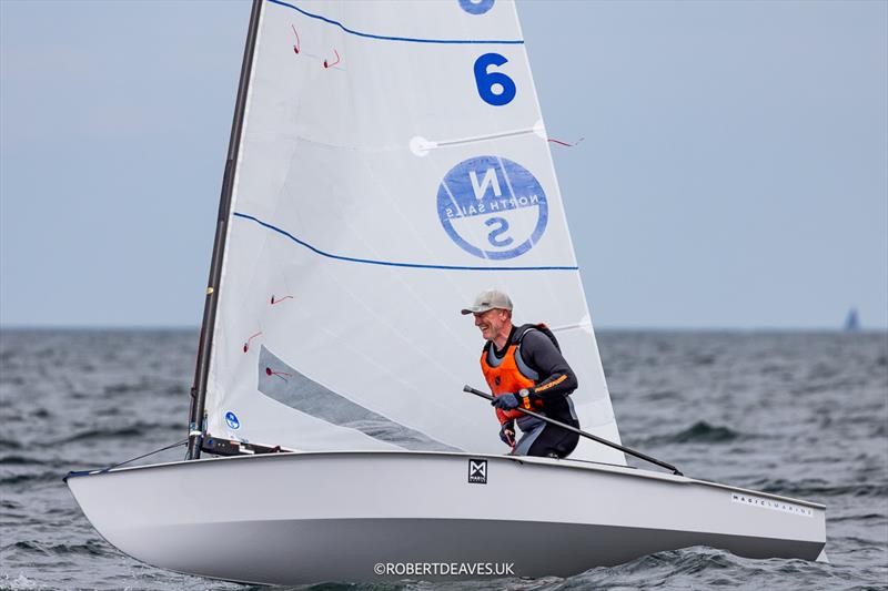Charlie Cumbley, GBR on day 1 of the OK Dinghy Europeans at Warnemünde - photo © Robert Deaves / www.robertdeaves.uk