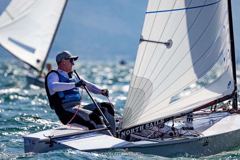 OK Dinghy Worlds at Lake Garda Day 1 - Charlie Cumbley, GBR - photo © Robert Deaves / www.robertdeaves.uk