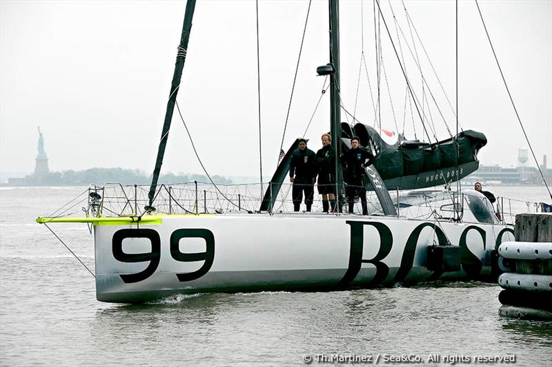 Hugo Boss arrives in New York City after repairing their mast - photo © Th.Martinez / Sea&Co / OSM