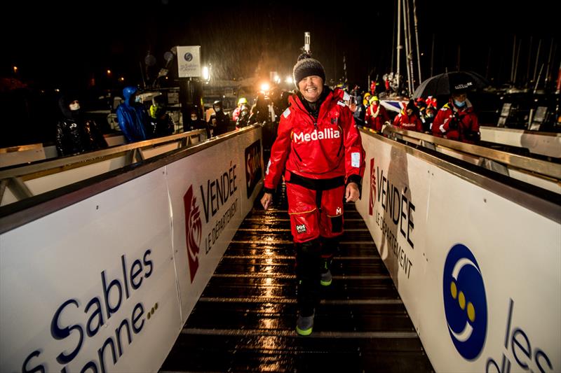 Pip Hare on Medallia finishes the Vendée Globe 2020-21 in Les Sables d'Olonne - photo © Richard Langdon / Ocean Images