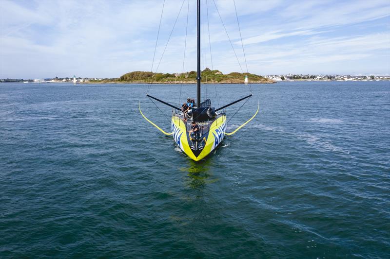 Apivia, the new IMOCA60 designed by Guillaume Verdier for Charlie Dahn (FRA) and aimed at the next Vendee Globe after her launching and fit-out at the former U-boat base in Lorient, France photo copyright Maxime Horlaville taken at  and featuring the IMOCA class