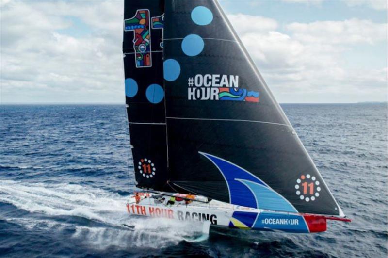 11th Hour Racing Team sets sail on their new IMOCA 60 during during the commissioning period after the boat was launched in August 2021 photo copyright Amory Ross / 11th Hour Racing taken at  and featuring the IMOCA class