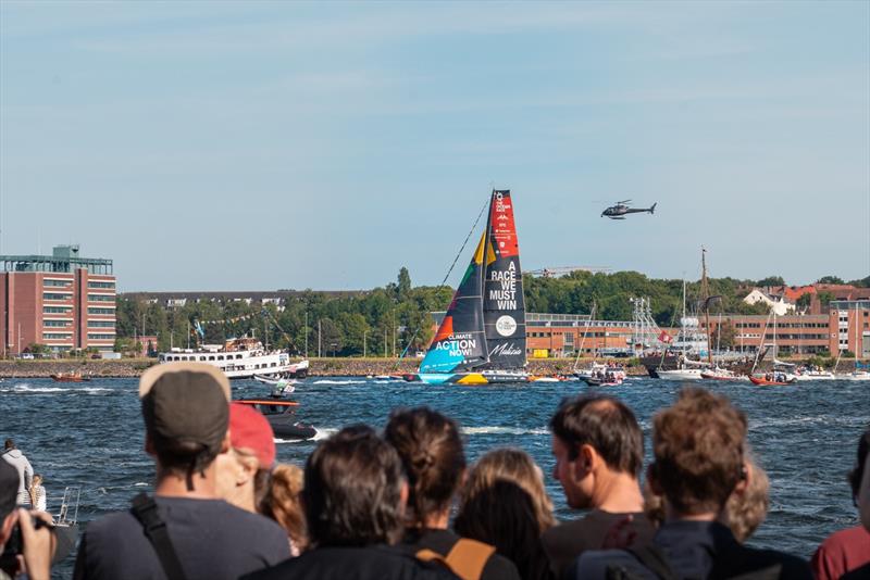 Malizia - Seaexplorer as she rounded the turning mark in the Kieler Fjord during The Ocean Race 2022-23 photo copyright Moritz Becker / Team Malizia taken at  and featuring the IMOCA class