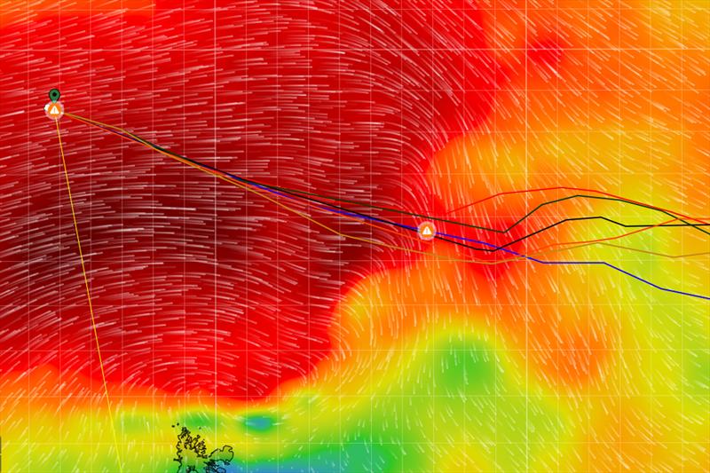 Conrad Colman (MS Amlin) is caught in a Southern Ocean stom, to the north of the Kerguelen Islands at the bottom of the image photo copyright Predictwind taken at Royal New Zealand Yacht Squadron and featuring the IMOCA class