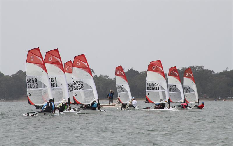 2019 NSW O'pen Skiff Champs & The Dolphin Chaser fleet photo copyright James Lelaen taken at Mannering Park Amateur Sailing Club and featuring the O'pen Skiff class