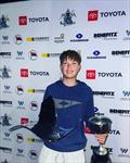Will Mason with the Ralph Roberts Trophy - Day 4 - 2023 Toyota Optimist NZ Nationals - Wakatere BC - April 10, 2023 © Wakatere Boating Club