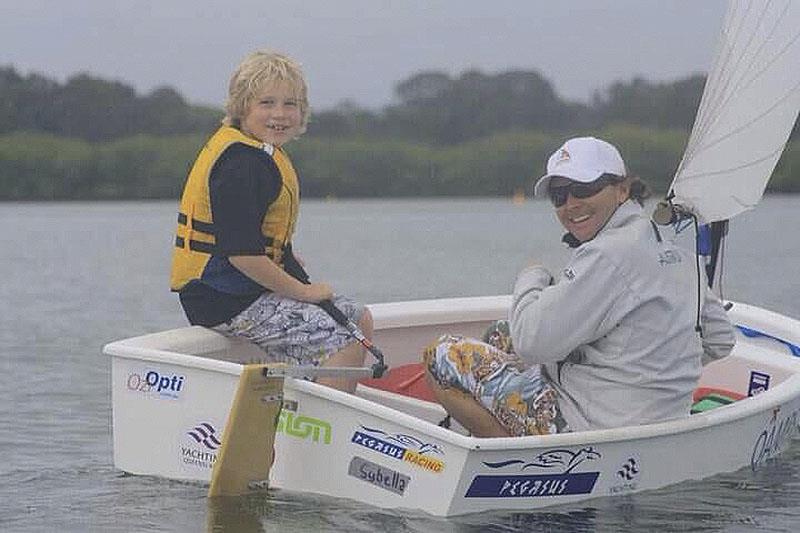 Noosa River coaching a friend's child  photo copyright Adrian Finglas taken at Noosa Yacht and Rowing Club and featuring the Optimist class