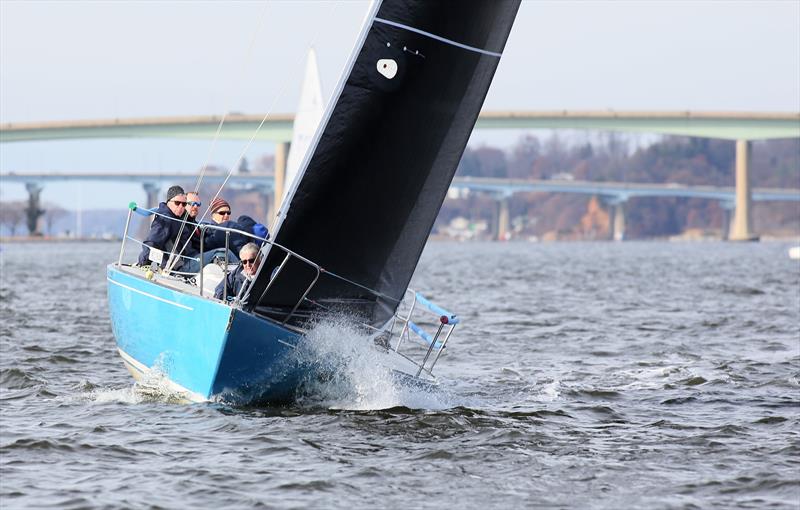 Fully crewed racecourse action near the Severn River Bridge photo copyright Will Keyworth taken at Annapolis Yacht Club and featuring the PHRF class