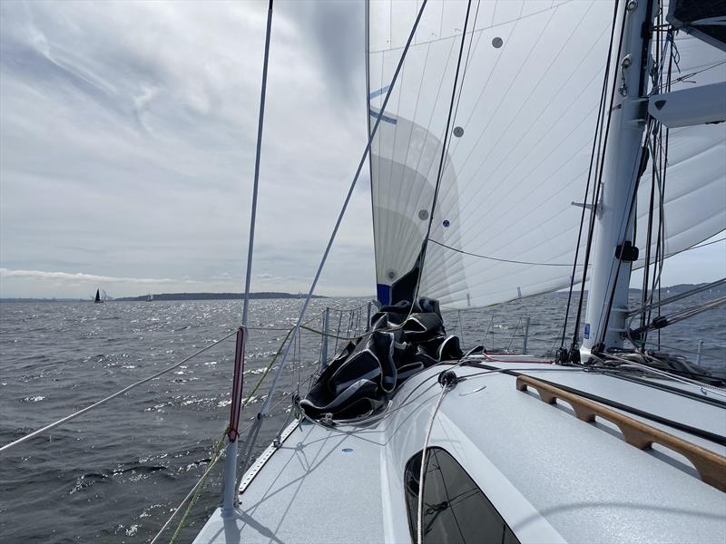 Dark Star, a Paul Bieker-designed Riptide 44, on the downhill leg of the 2024 Blakely Rock Benefit Race photo copyright David Schmidt taken at Seattle Yacht Club and featuring the PHRF class
