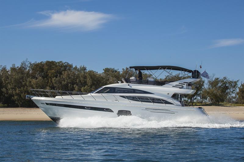 Elegant lines of the Longreef 60 SX are great stationery and underway photo copyright John Curnow taken at  and featuring the Power boat class