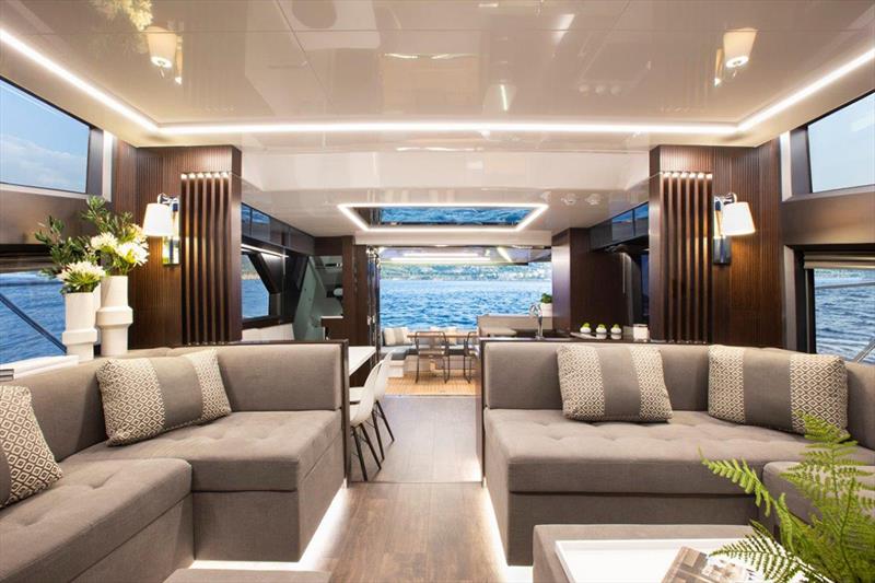 Pearl 62 saloon photo copyright Pearl Yachts taken at  and featuring the Power boat class