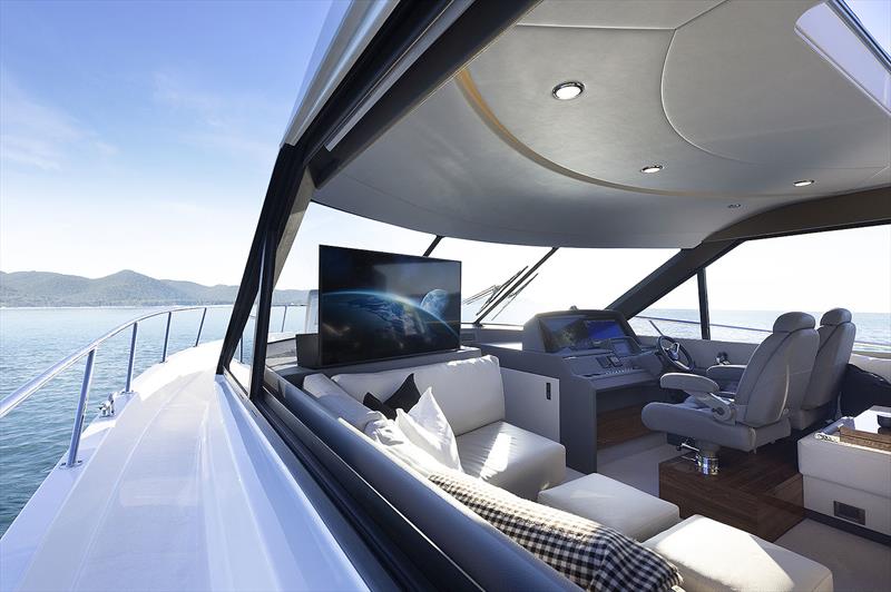 Huge vista windows provide, light and breeze a plenty - Maritimo S55 photo copyright Maritimo taken at  and featuring the Power boat class