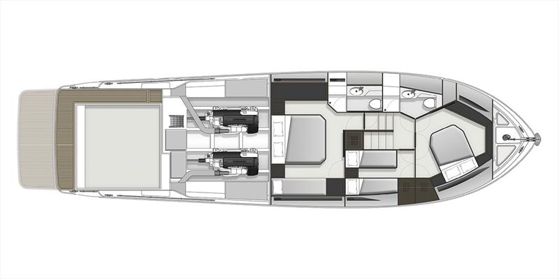 Lower Deck (Accommodation) General Arrangement for the new Maritimo S60 photo copyright Maritimo taken at  and featuring the Power boat class