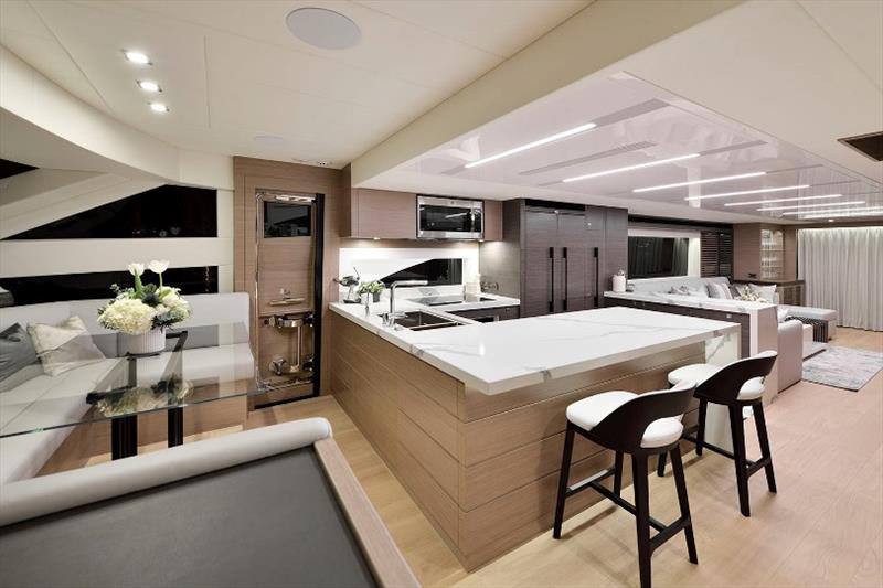 Horizon E81 Hull 2 - Open galley and country kitchen layout photo copyright Horizon Yachts taken at  and featuring the Power boat class