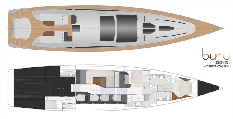 General Arrangement for the Inception 24 photo copyright Bury Design taken at  and featuring the Power boat class