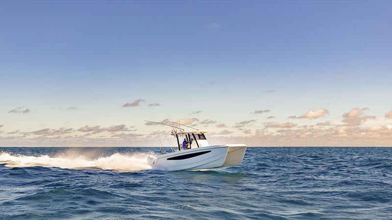 Running with the Aquila Molokai Cat 28 photo copyright Aquila Boats taken at  and featuring the Power boat class