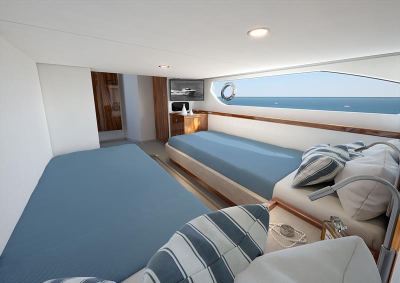 The two guest staterooms are amidships, each benefiting from large hull windows with opening portholes - Riviera 465 SUV photo copyright Riviera Australia taken at  and featuring the Power boat class