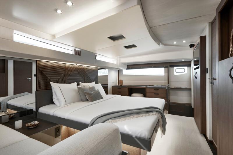 Full-beam Master Stateroom - Prestige's new M48 powercat - photo © Prestige Yachts