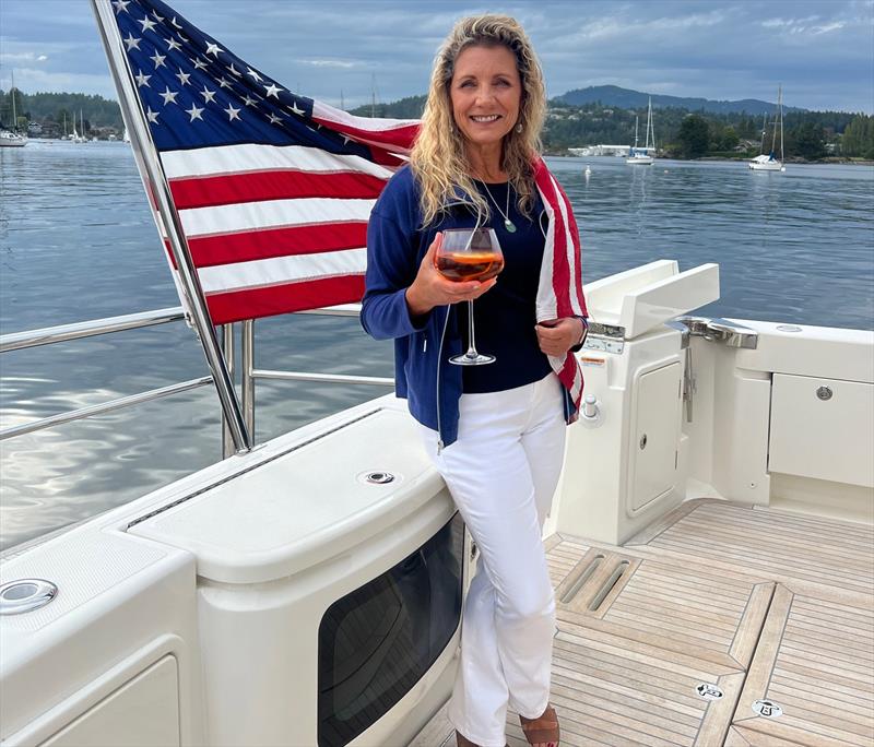 Isabella celebrating as the couple depart for their favourite holiday spot photo copyright Riviera Australia taken at  and featuring the Power boat class