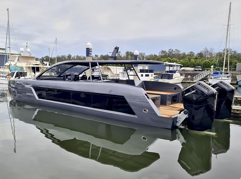 Stealth by look, and by nature. Anthracite powercat/centre console/day boat is also quick - like plus 50 knot type fast photo copyright Pacific Projects Consultants taken at  and featuring the Power Cat class