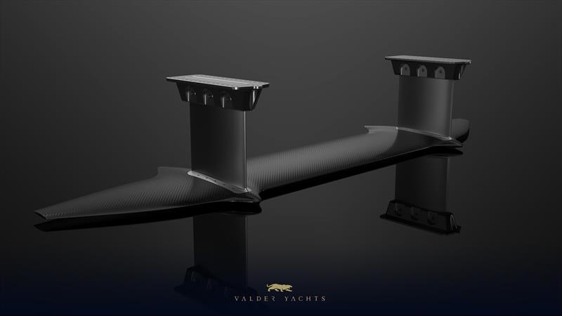 The very impressive PFX foil for the Sprint 20S - The Performance Foil eXtension is all carbon pre-preg wing, with p20 steel struts and attachment plates photo copyright Valder Yachts taken at  and featuring the Power Cat class